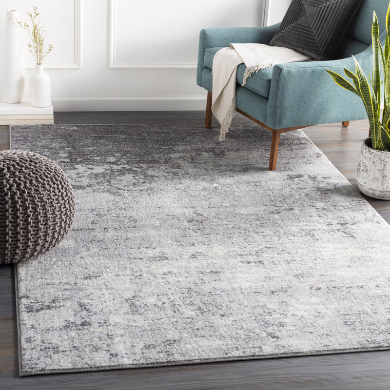 17 Stories Heimskringla Abstract Silver Gray/Charcoal Area Rug